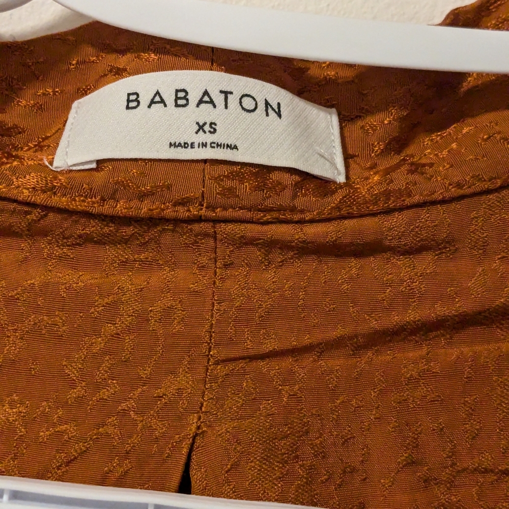 ARITZIA BABATON Orange Snake Print Satin Power Blouse Size - Picture 4 of 8
